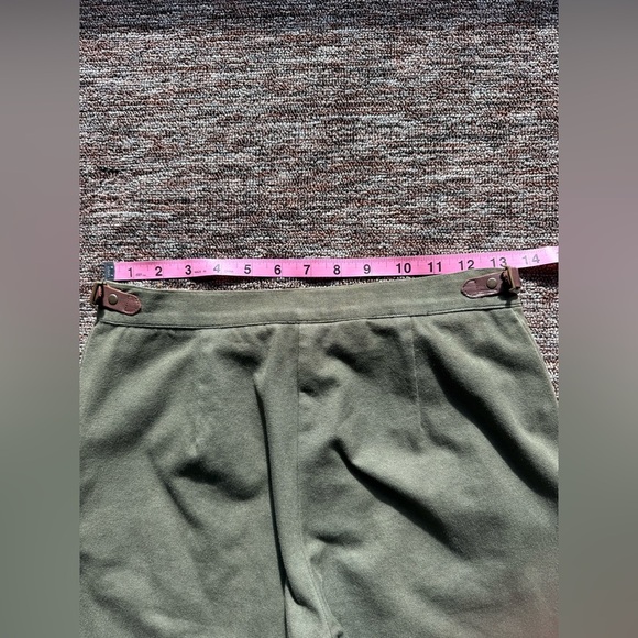 Ralph Lauren Olive Drab Faux Leather Trim Pleated Military Look Pants Womens 4P - Picture 6 of 8